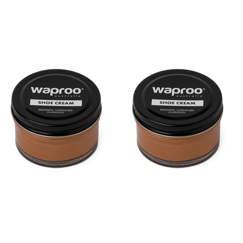 2PK Waproo Platinum Shoe Polish & Clean Cream 50ml Tan