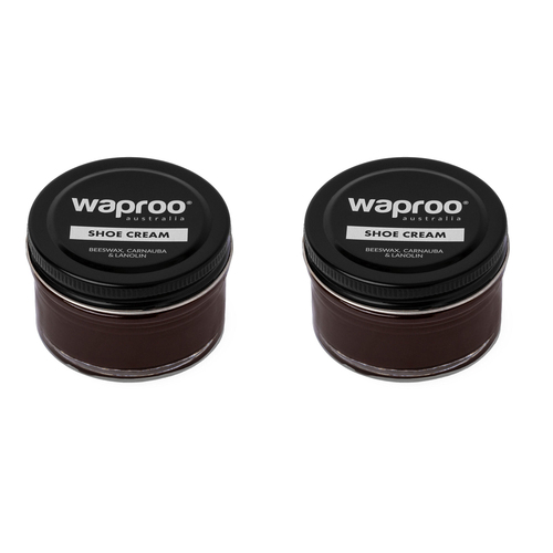 2PK Waproo Platinum Shoe Cream Polish/Shine 50ml Dark Brown