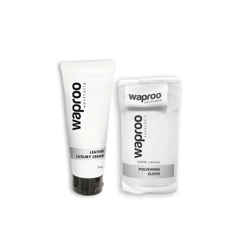 2pc Waproo Platinum Leather Care Cream & Polishing Cloth Kit